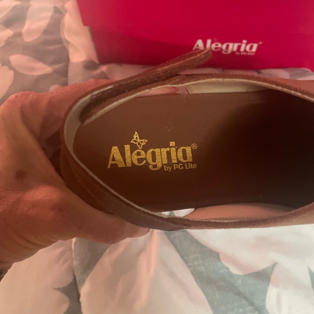 Alegria Rosie Brown Suede Wedge Shoes - Picture 5 of 10